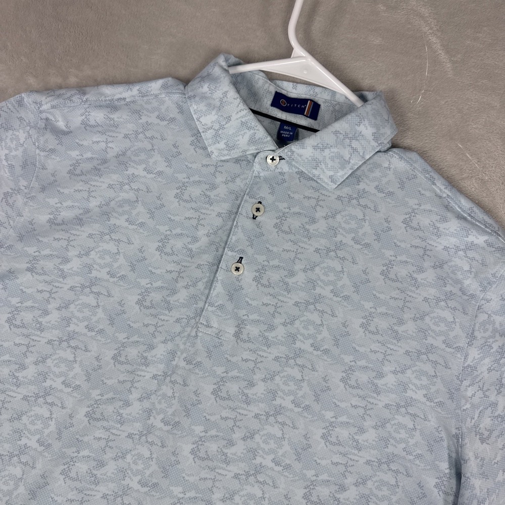Stitch Polo Shirt Men's M/L Blue Performance Stretch Golf Logo Blue Camo Print